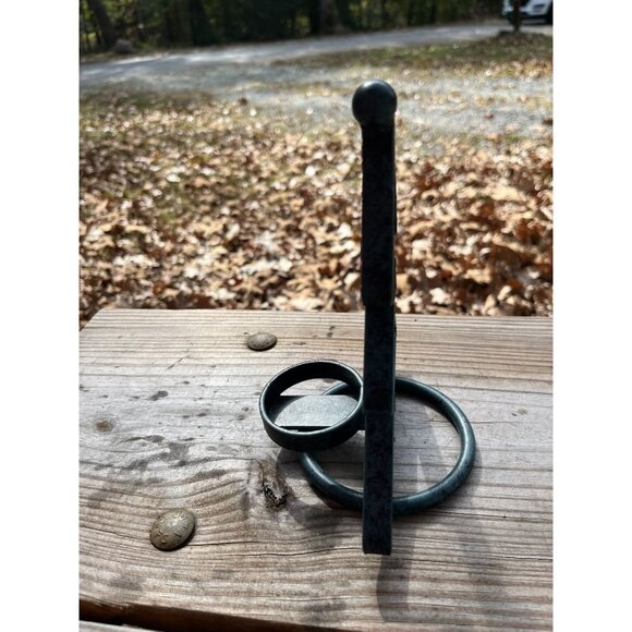 Christmas Tree Tea Light Holder Rustic Wrought Iron Green Blue Candle Stand - Picture 5 of 11